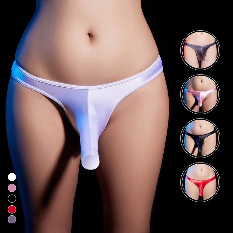 Men's ice silk jacquard thong transparent sexy T pants ultra-thin breathable fashionable personality QQ high elasticity low waist