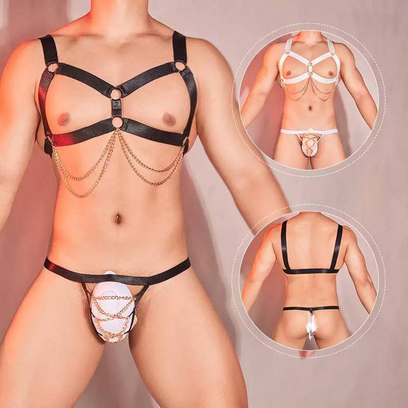 Men's underwear, men's transparent triangle pants, elephant JJ set, low waist sexy gun bullet egg separation mesh waistband